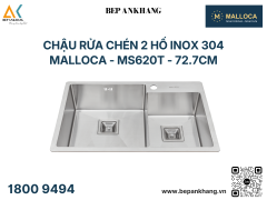  Chậu rửa chén Malloca 2 hố MS620T Inox 304 - 72.7cm